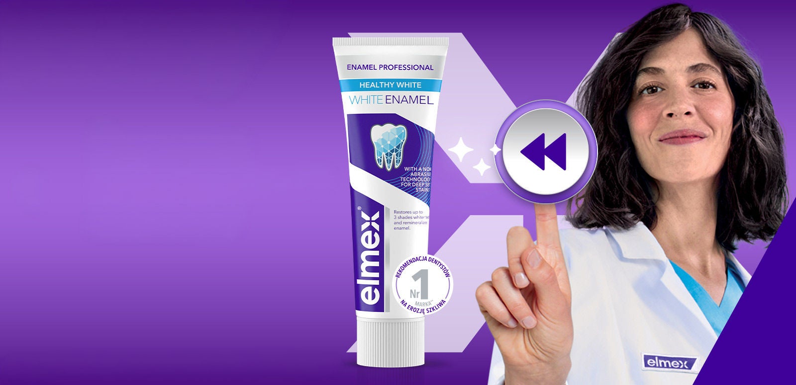 Przywraca zębom ich naturalną biel