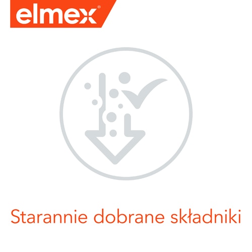 Logo produktu do higieny jamy ustnej z napisem: "Starannie dobrane składniki".