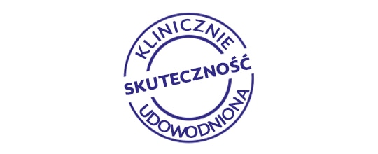 Pieczęć z napisem "Klinicznie udowodniona skuteczność".
