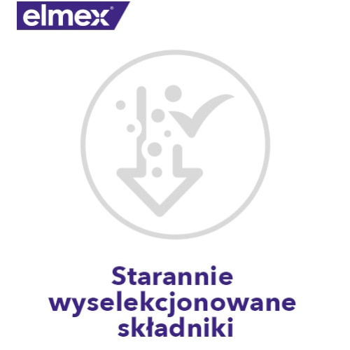 Logo marki elmex z informacją o skuteczności potwierdzonej klinicznie