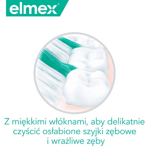 Szczoteczka do zębów z miękkimi włóknami dla delikatnego czyszczenia.